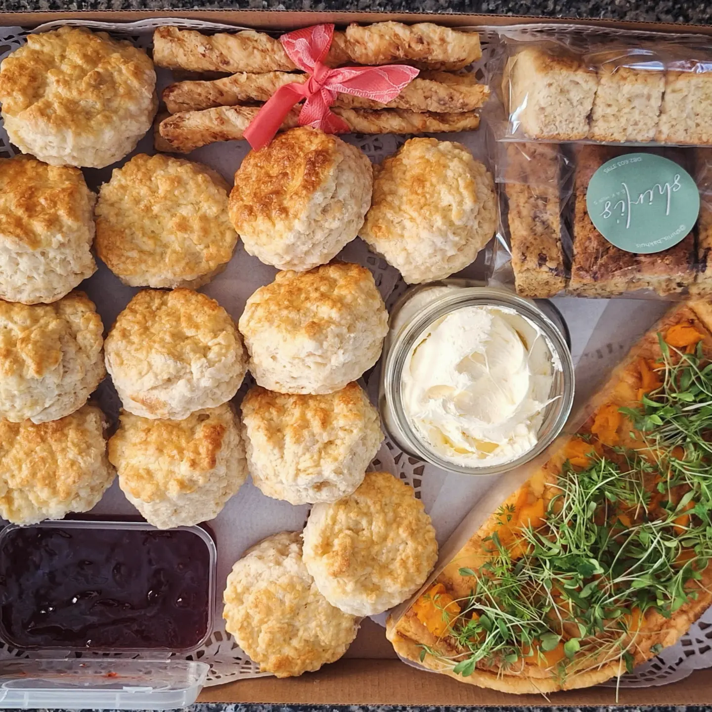 A selection of savoury bakes and homemade treats